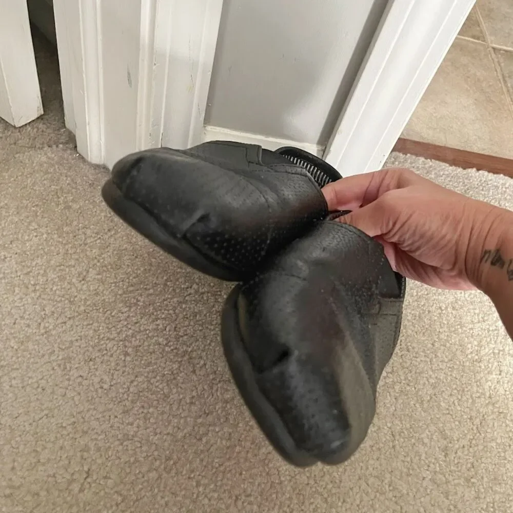 TOMS Classic Alpargata Slip On Genuine Leather Perforated Flat Driving Shoes